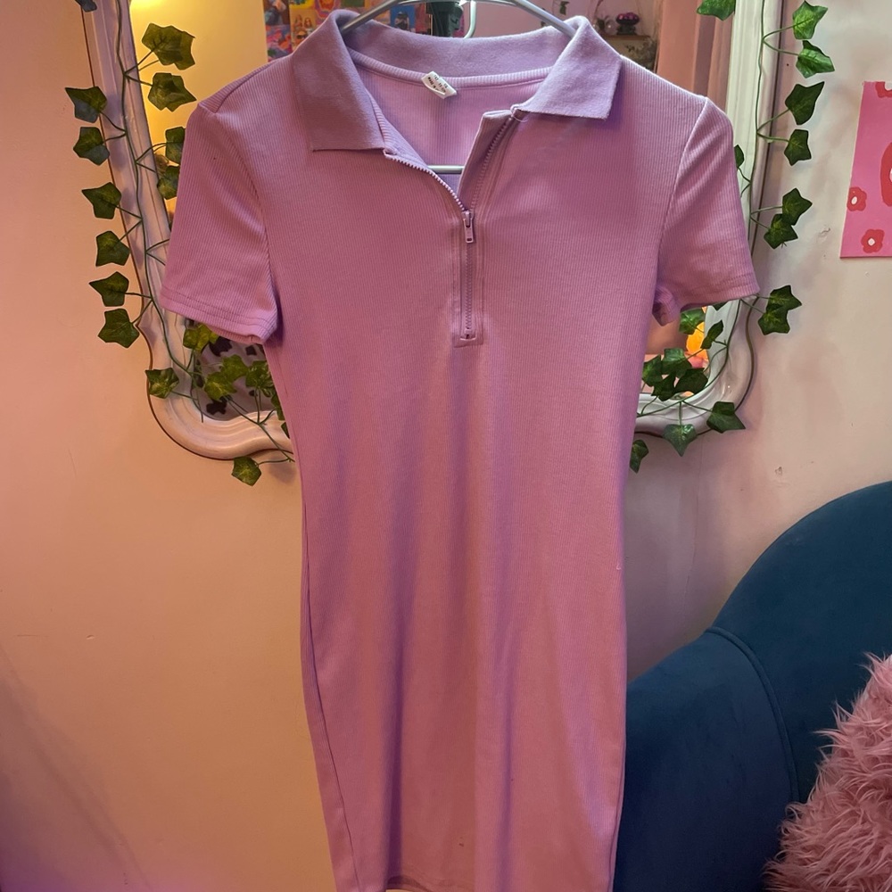 SHEIN Girls Purple Collar Dress